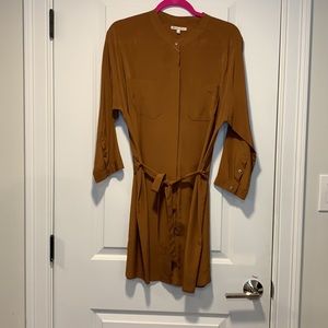 Madewell Copper Rust Silk Shirtdress